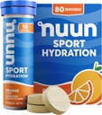 Nuun Sport Ηλεκτρολυτικά Δισκία με Μαγνήσιο, Ασβέστιο, Κάλιο, Χλωριούχο & Νάτριο, Χωρίς Γλουτένη & Vegan, Πορτοκαλί, 8 Συσκευασία (80 Σερβιέτες Σύνολο)