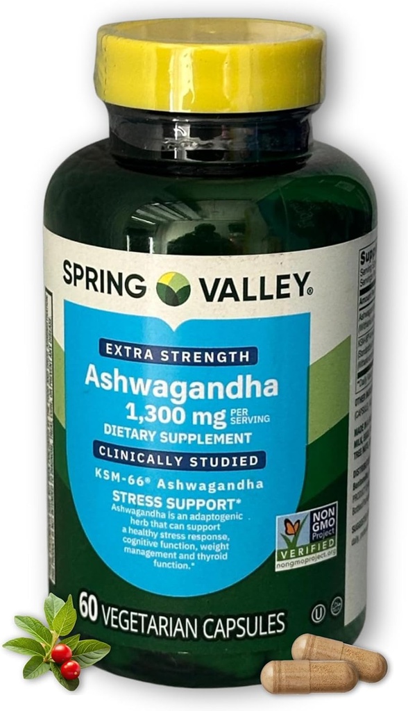 Ashwagandha ksm 66 1300 mg- Capsules Ekstra Kuvvet, 60.