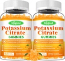 2 τεμ. Κιτρικό κάλιο Gummies – Υψηλής ισχύος συμπλήρωμα καλίου για τη μυϊκή υγεία, ανάγλυφο ποδιού Cramp, ηλεκτρολυτική ισορροπία – Vegan, μη-GMO, χωρίς γλουτένη, Πορτοκαλί Γεύση, 120 κόμης