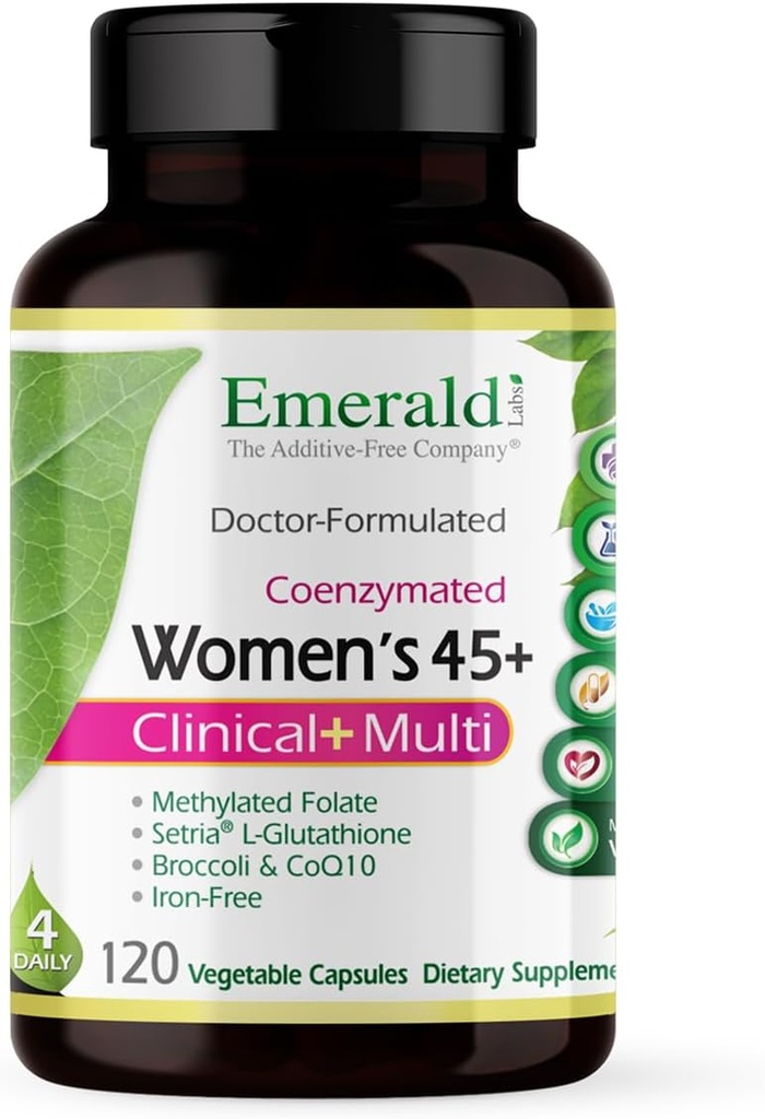 Emerald Laboratuvarlar Kadınlar 45+ Klinik Multi - Kapsamlı Destek, Bone & Heart Health * - Kadınlar için Tasarlanmış 45+ - Gluten-Free & Vegetarian - 120 Sebze Kapsülleri (30-Day Supply)