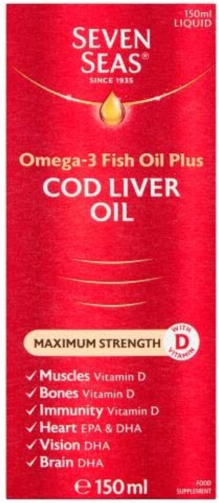 Seven Seas Pure Cod Liver Oil Επιπλέον Υψηλής Αντοχής 150ml