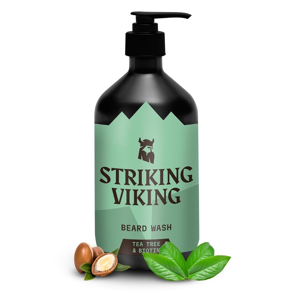 Çay Ağacı, Biotin & Jojoba Oil ile Viking Ayıd Striking - 17 oz Deep Cleansing, Paraben & Sulfate Free for All Beard Type