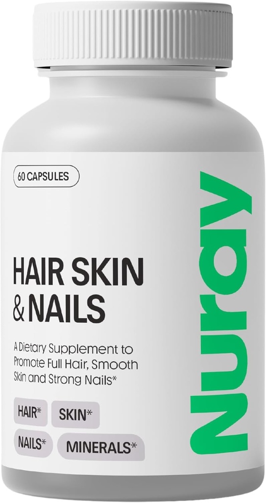 Nuray Saç, Skin & Nails Vitaminleri – Biotin, Collagen & Hyaluronic Asit – Gelişmiş Saç Büyüme Tamamı – Güzellik, Skin Radiance, & Nail Güçlü – Vitamin B Kompleksi – 60 Capsules