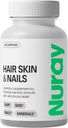 Nuray Saç, Skin & Nails Vitaminleri – Biotin, Collagen & Hyaluronic Asit – Gelişmiş Saç Büyüme Tamamı – Güzellik, Skin Radiance, & Nail Güçlü – Vitamin B Kompleksi – 60 Capsules