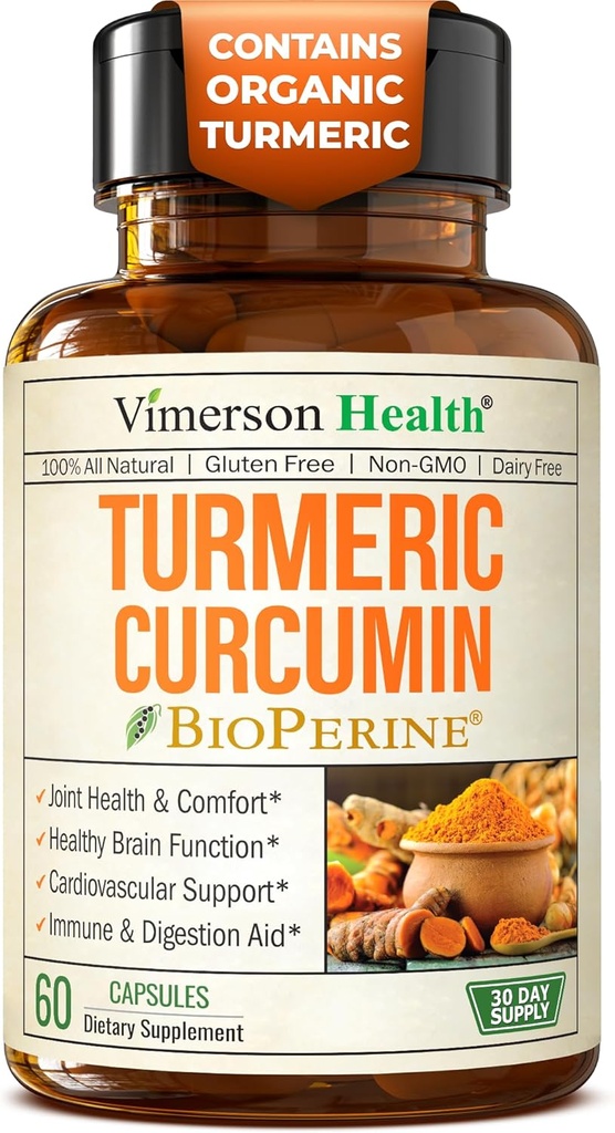 Turmeric Curcumin Supplement - 1200 mg Organik Turmeric + Tumeric Extract (% 95 Curcuminoids) Ortak Destek & Digestive Health - Turmeric Supplement - Pure Curcumin with Black Pepper - 60 Capsules