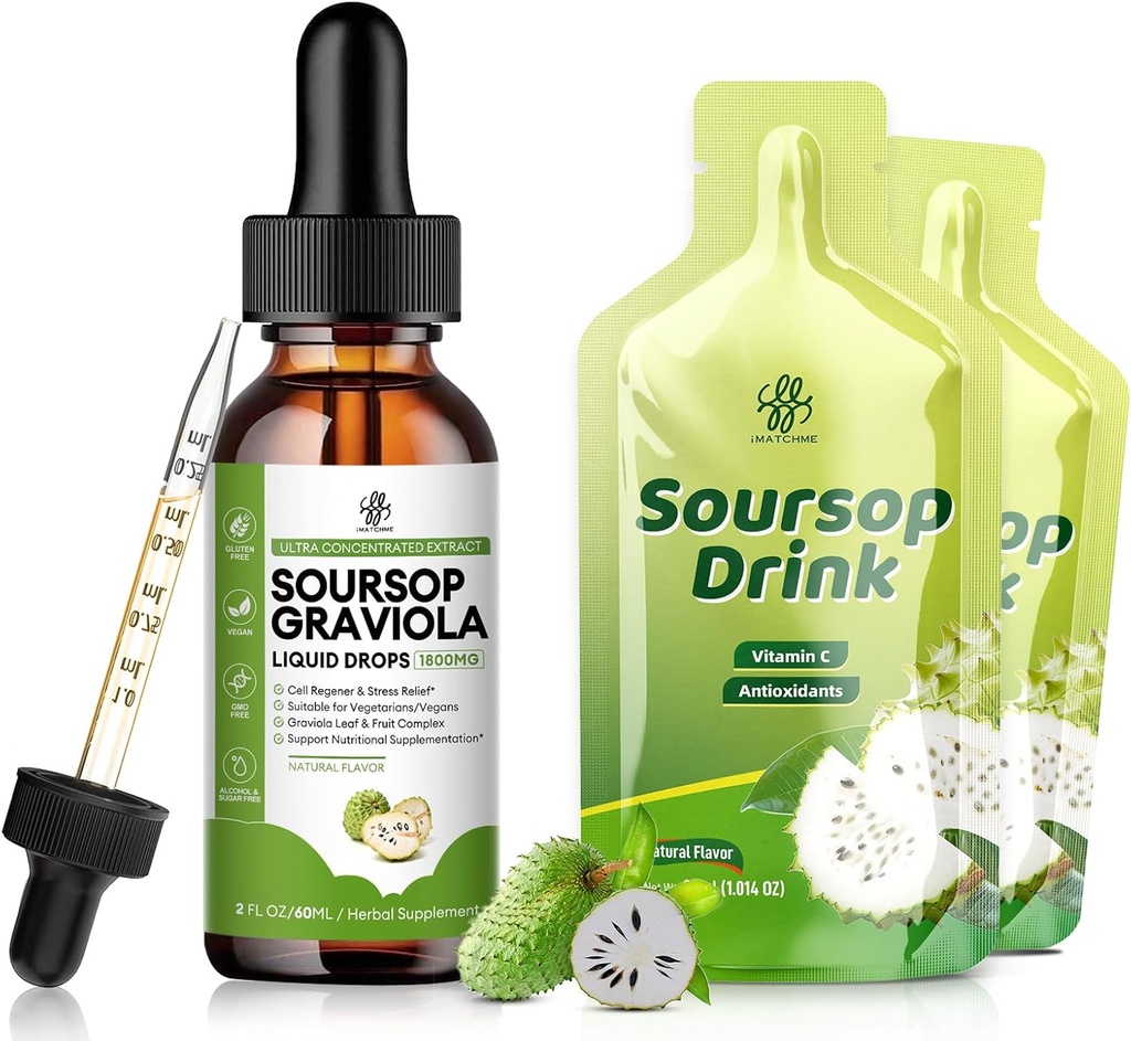 IATCHMME Soursop Graviola Liquid Drop, Soursop Pocket for Cell Support & Rejenerasyon, Immune Boost, Digestiveiveive