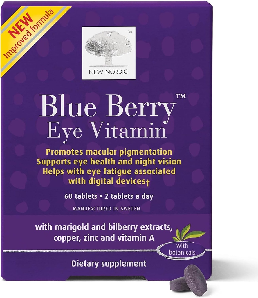 YENİ NORDIC Blue Berry Eye Vitamin Lutein Supplement ile çinko, Destekler Macular Pigmentasyon, Eye & Vision Function, 60 Tabletler ( 1)