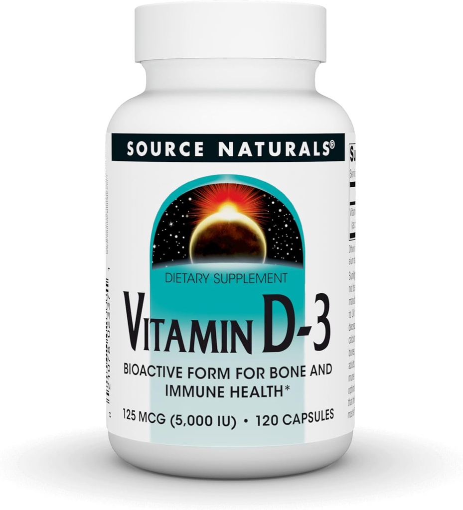 Doğals Vitamin D-3 Kemik ve Immune Health için Biyoaktif Form * 5000 iu - 120 Capsules