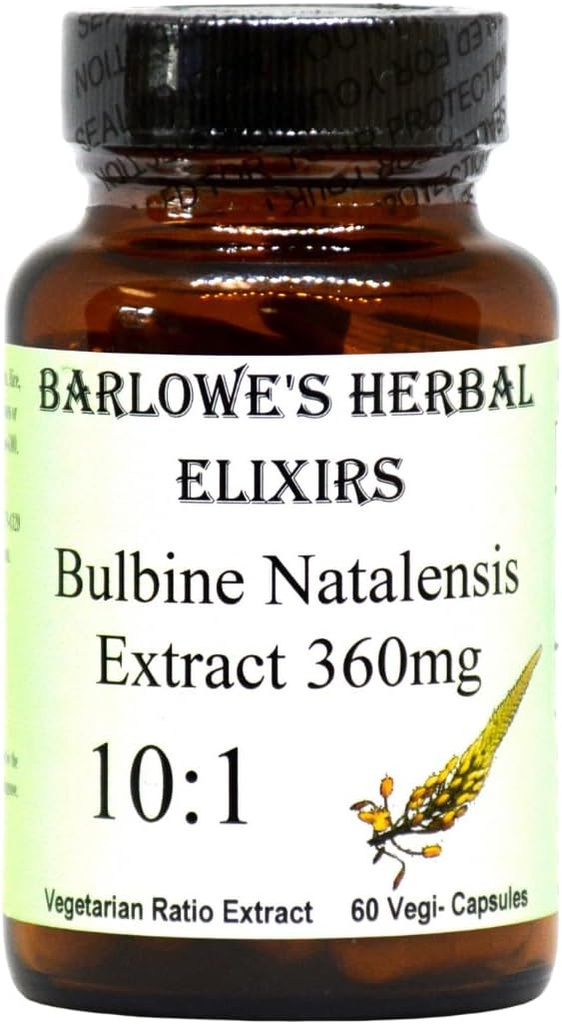 Barlowe's Herbal Elixirs Bulbine Natalensis | 10:1 Extract | 360 mg per Capsule | 60 Veggie Capsules | Glass | Stearate Free
