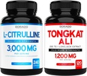L Citrulline 3000 mg Supplement (240 Kont) L Arginine & Nitrik Çimento Pills - Tongkat Ali For Men 1200 mg 200 to 1 Ekstraksiyon - (120) Destek Güçlü,Drive & Athletic Performansı - Vegan & ABD Made