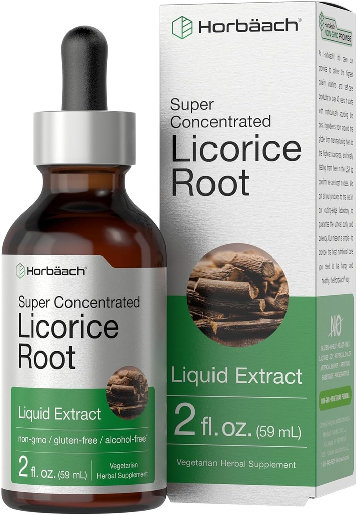 Horbäach Licorice Root Extract | 2 fl oz | Alkol Free Tincture | Vegetarian Liquid Supplement | Non-GMO & Gluten Ücretsiz