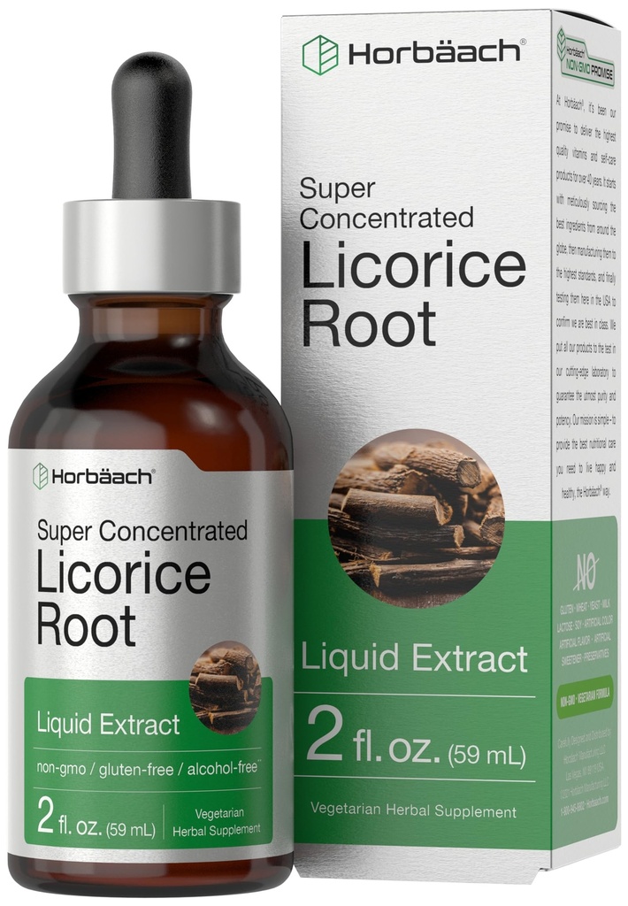 Horbäach Licorice Root Extract | 2 fl oz | Alkol Free Tincture | Vegetarian Liquid Supplement | Non-GMO & Gluten Ücretsiz