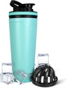 Buz Shaker Paslanmaz Çelik Shaker Şişe | 36oz, Mint | 30+ Saatler için Soğuk Savaş | Twist-on Agitator | Odor-Free Şişe Protein Shakes, Water, Smoothies, Cocktails
