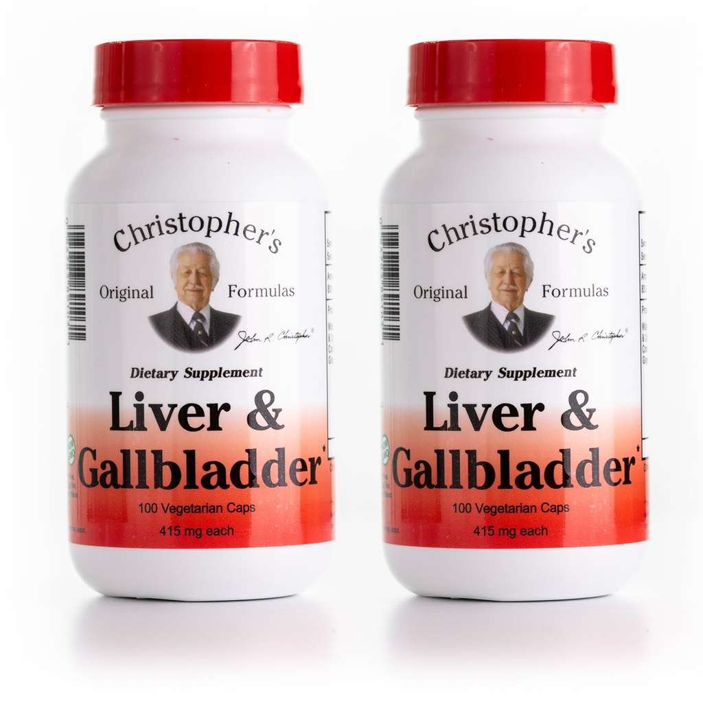 Christopher's Original Formulas Liver & Gallbladder Formula Capsules - Συμπληρώματα χοληδόχου κύστης με Digestive Ένζυμα - Υποστηρίζει Digestive System με φυσικά βότανα - Συσκευασία των 2