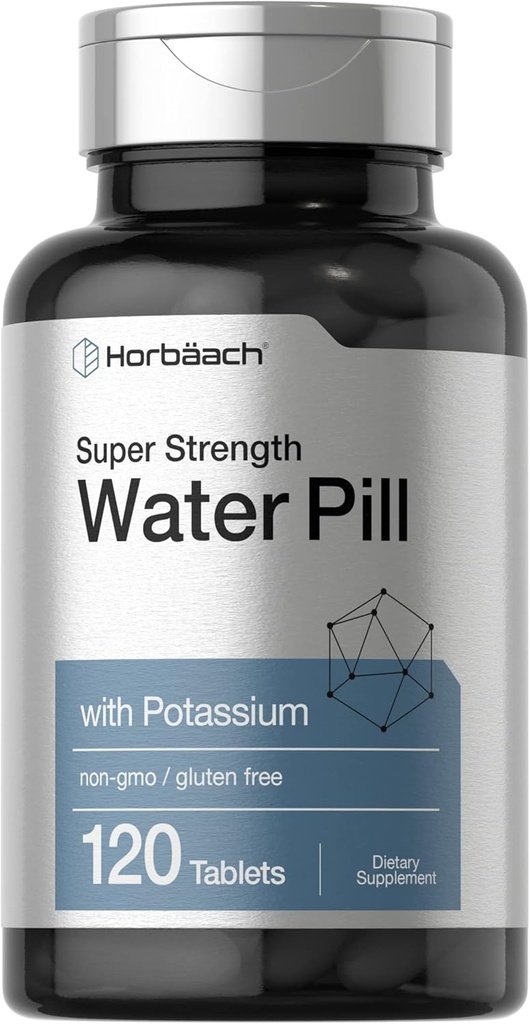Horbäach Water Pills | Super Strength with P properties | 120 Tablet | Vejetary, Non-GMO & Gluten Free Supplement Supplement