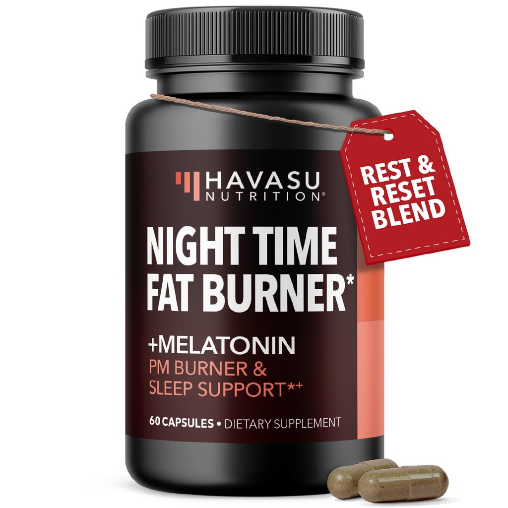 Night Time Fat Burner Κάψουλες για άνδρες και γυναίκες - Όρεξη Καταπραϋντικό για την απώλεια βάρους με το Λευκό Κίντνεϊ Bean - 60 Count - Μεταβολισμός Booster με μελατονίνη για υποστήριξη ύπνου - 2-Month Supply