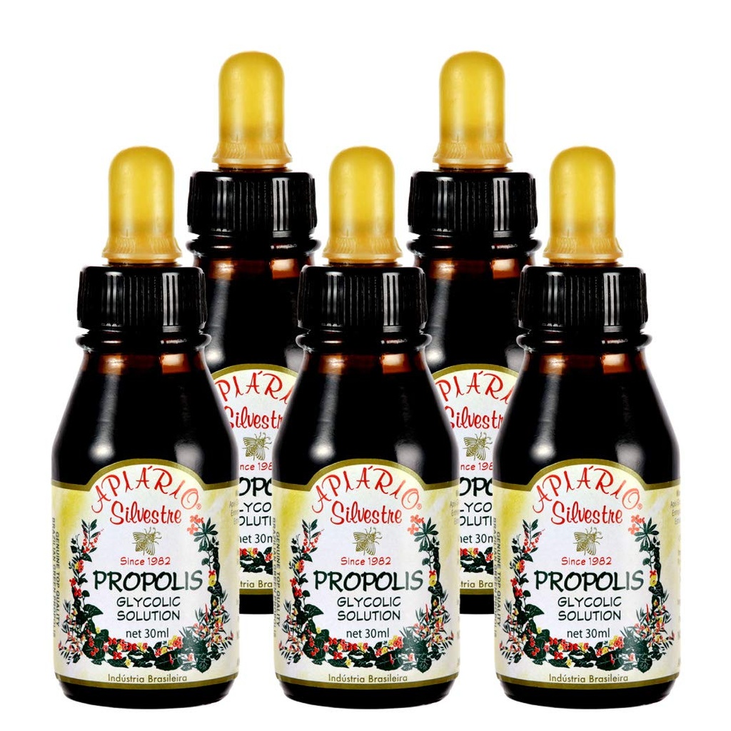 Resmi Distribütör - 5 Deris of Apiario Silvestre Brezilyalı Yeşil Arı Propolis Sıvı Glycolic Extract-Non Alkolic, Wax Free, Sugar Free (PG)