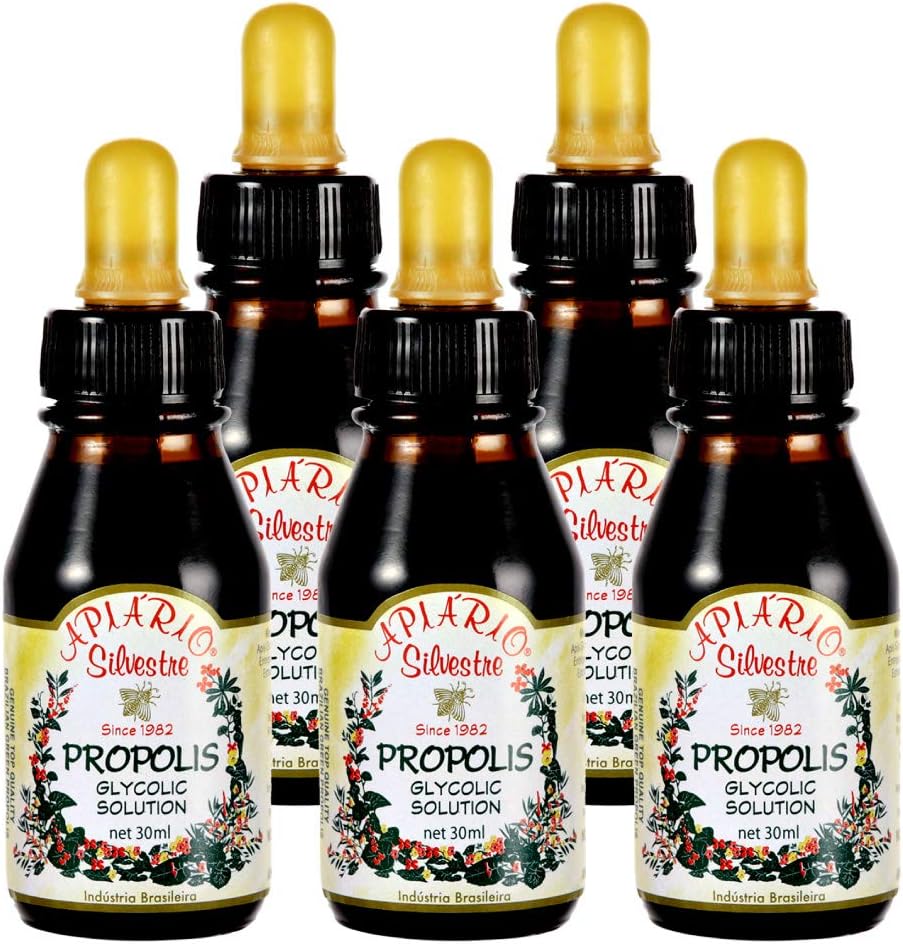 Resmi Distribütör - 5 Deris of Apiario Silvestre Brezilyalı Yeşil Arı Propolis Sıvı Glycolic Extract-Non Alkolic, Wax Free, Sugar Free (PG)