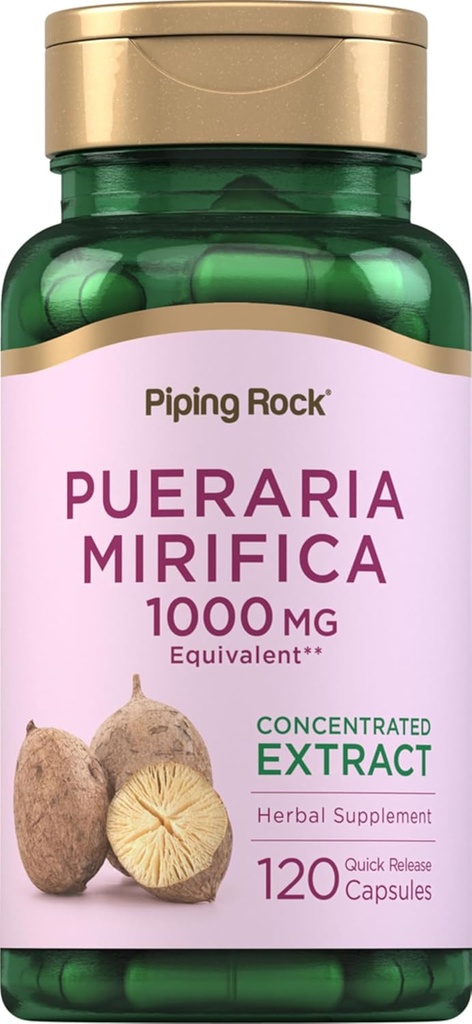 Piping Rock Pueraria Mirifica Capsules | 1000 mg | 120 Pills | Herb Extract Supplement | Gluten Free, Non-GMOMO