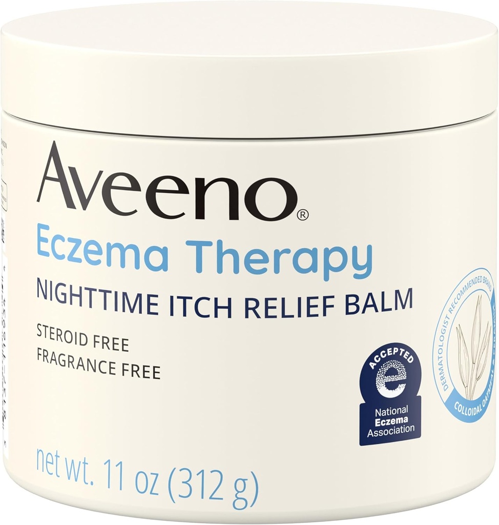 Aveeno Eczema Terapi Gecesi Itch Relief Balm, Eczema Cream for Body, Moisturing Colloidal Oatmeal & Ceramid Formula, Fragrance Free, Soothing Kuru Itchy Skin, 11 fl oz