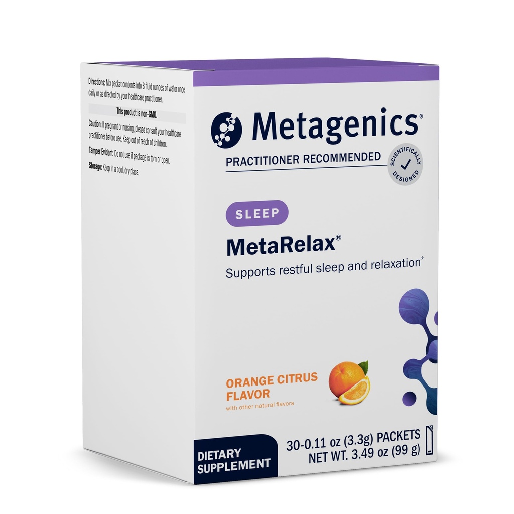 Metagenics MetaRelax Magnezyum Toz Ölmüş Uyku, Olumlu Zihinset ve Rahatlama - Orange Citrus Flavor - 30 Hizmet