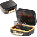 Toplive 7tments Portre Pill Organizer Travel Medicine Pill Organizer, Moisture Kanıt Küçük Pill Case Pocket Pill Holder Daily Pill Konteyner Box for Fish Oil Vitamins, Black Pill