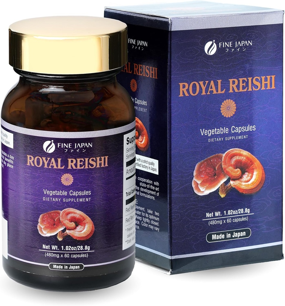 FINE JAPAN Organik Reishi Mushroom Capsules-Organic Mushroom Extract Supplement to Boost Your Immune System Health Dynamic Mushroom - 60 Capsules-Organic Mushroom Extract Supplement to Boost Your Immune System Health Dynamic Mushroom - 60 Capsules