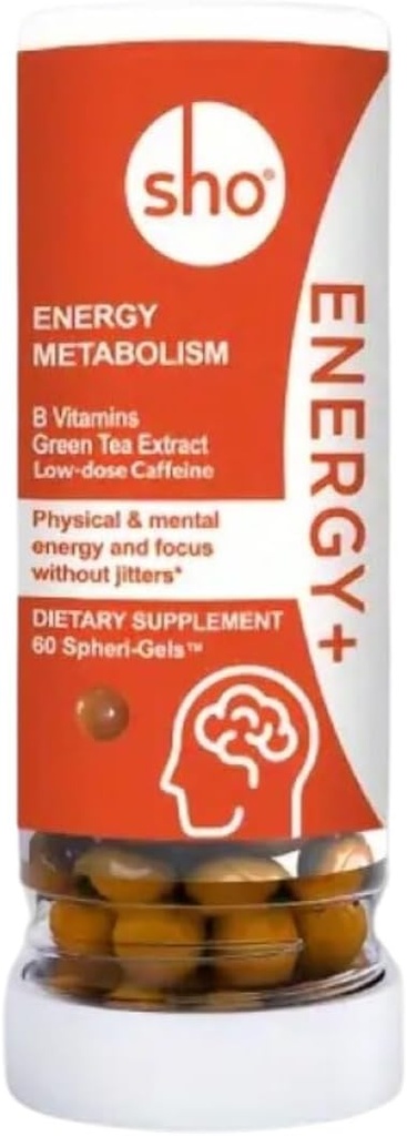 SHO Energy+ Vegan Energy & Focus Supplements 60 Pills-Matcha Ekstraksiyon, Meks B Kompleksi B Kompleks B Kompleksi ve Crash & Jitters olmadan Erkekler ve Kadınlar için Caffeine Natural Energy ATM