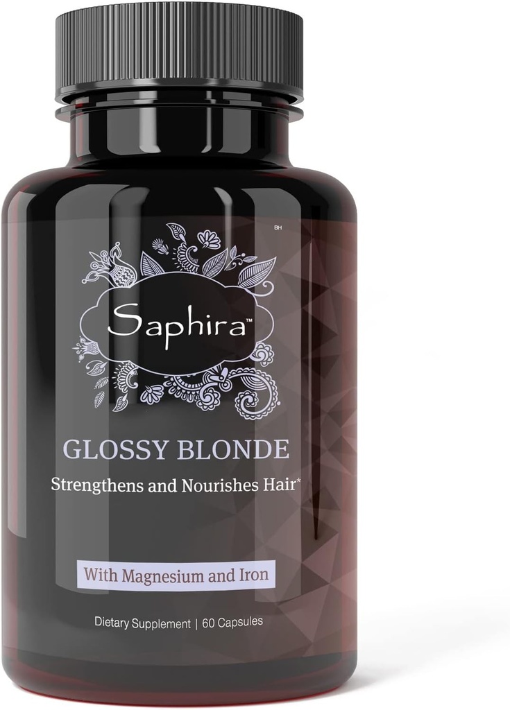 Saphira Glossy Blonde Saç Supplement ve Vitaminler için, Magnezyum ve Iron, 60 Capsules, 1 Ay Supply