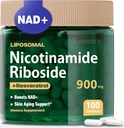 Liposomal Nicotinamid Riboside, Anti-Aging, Enerji, Focus, 900 mg NAD+ Tamam, Resveratrol & Quercetin, -50 Day Supply, 100 Capsules