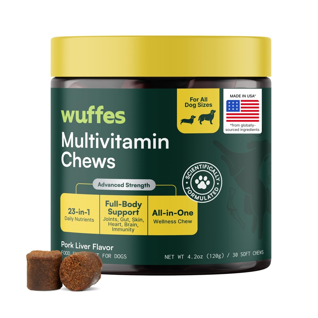 23-in-1 Dog Multivitamin Supplement for Hip & Joint, Skin & Coat and Immune System Support with Omega 3, Iron, çinko, C - Minerals & Vitamins for Senior Dogs and Puppies - 30 Soft Chews