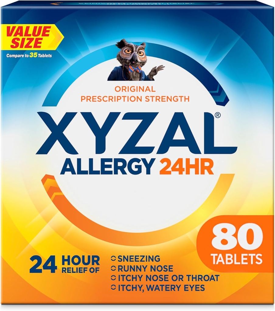 Xyzal 24 Saat Antihistamine, Levocet Essayine Dihidrasyon Tabletleri, 5 mg, 80 Kont