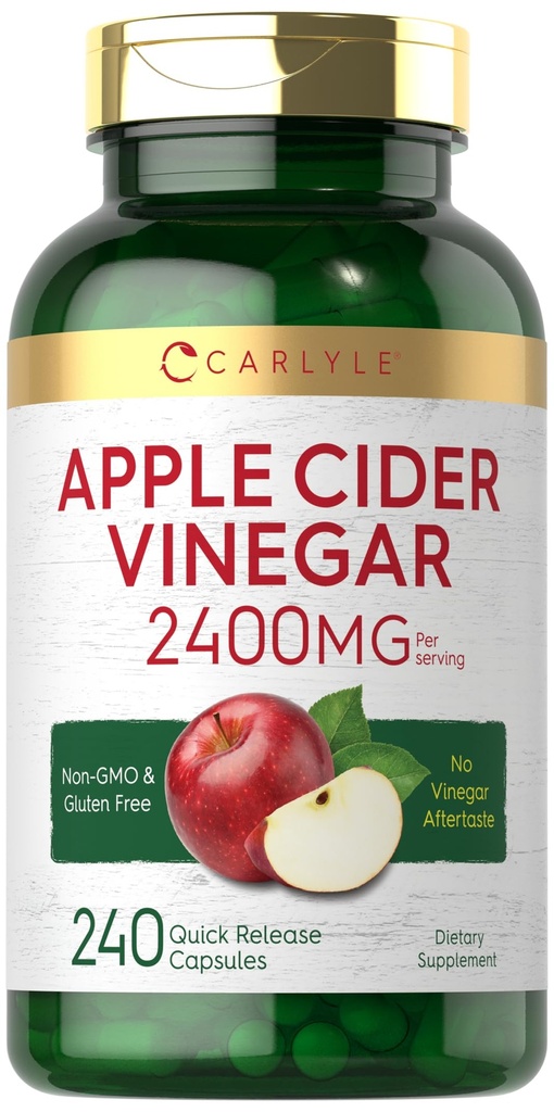 Carlyle Apple Cider Vinegar Capsules | 2400 mg | 240 Count | Non-GMO, Gluten Free Supplement