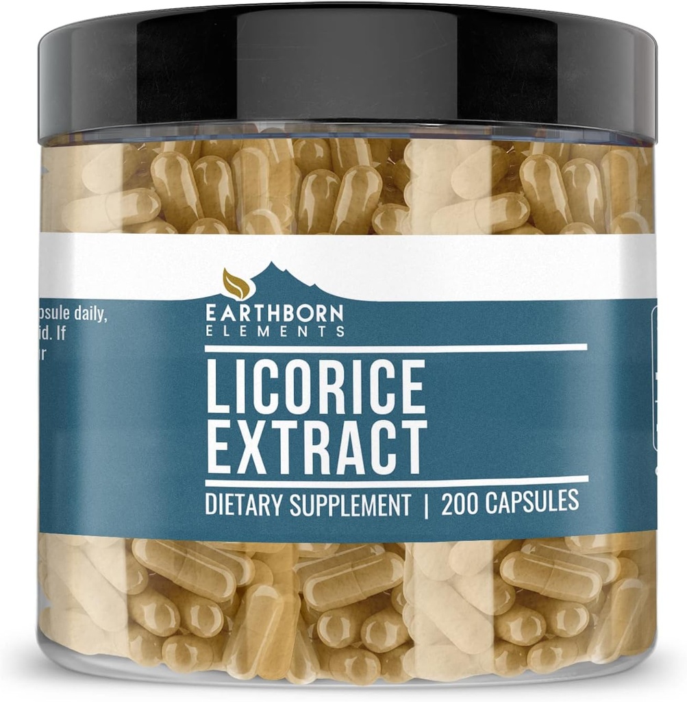 Dünya doğan Elements Licorice 200 Capsules, Pure & Undiled, Hiçbir Katkı Yok