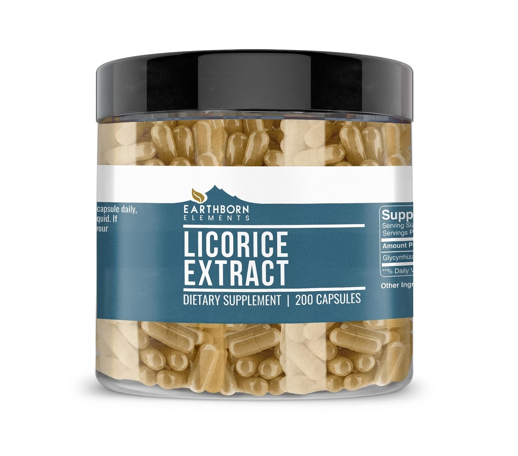 Dünya doğan Elements Licorice 200 Capsules, Pure & Undiled, Hiçbir Katkı Yok