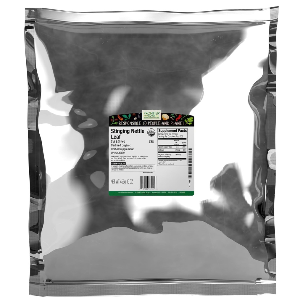 Frontier Co-op Organik Cut ve Sifted Sting Nettle Leaf 1lb