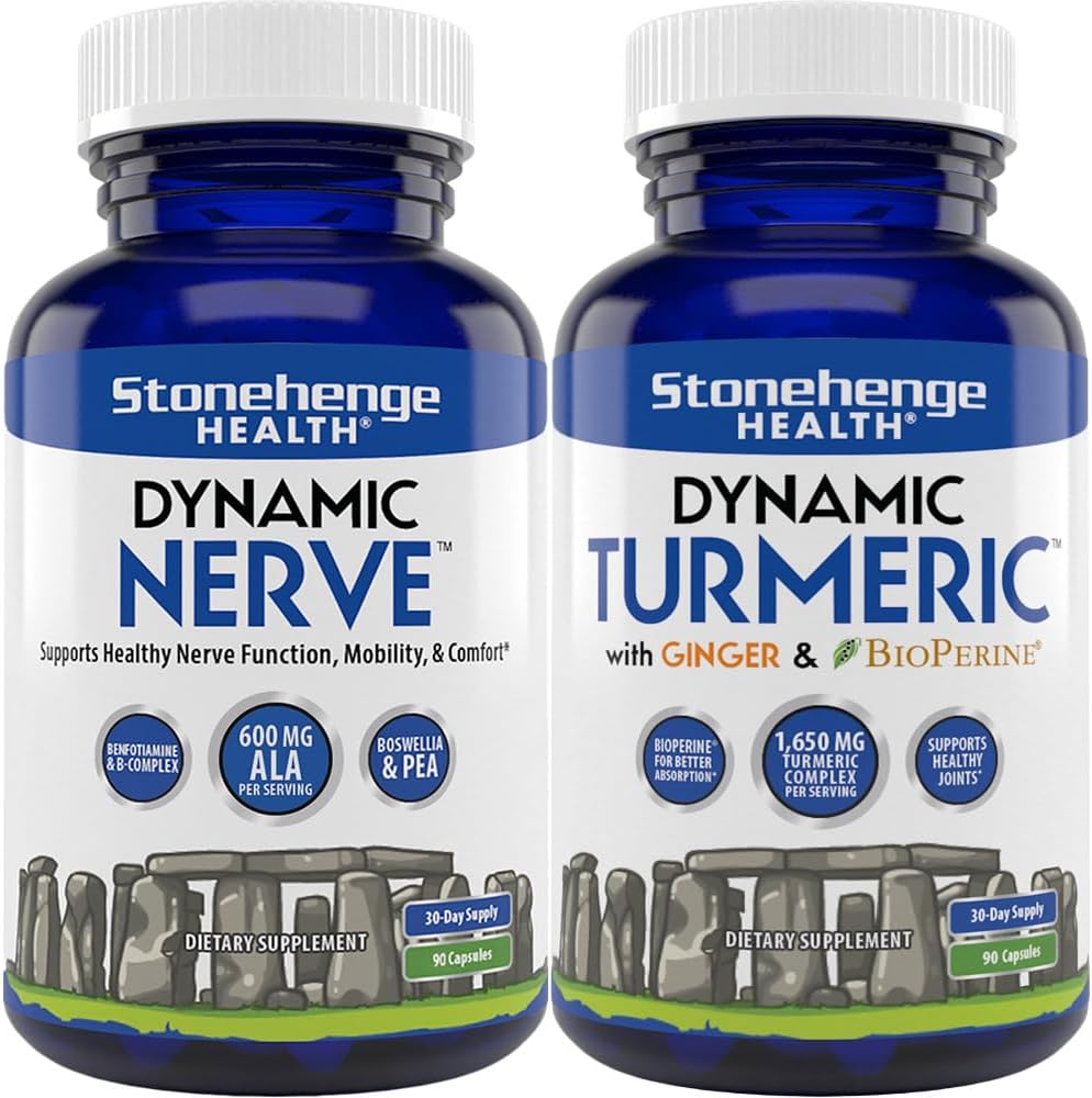 Stonehenge Health Dynamic Nerve + Dynamic Turmeric Sche Supplements to Support Comfort, Tingling, Numbness, Yanan