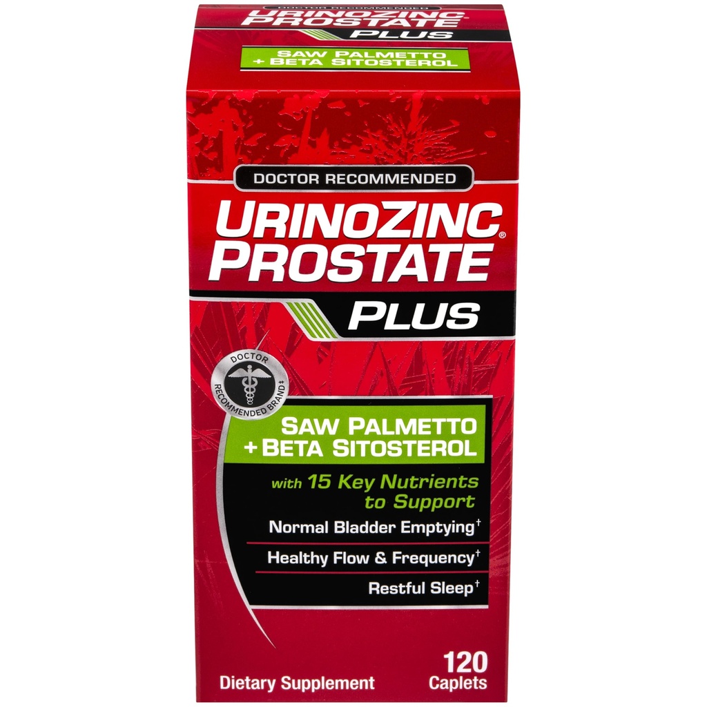 Urinozinc Prostate Plus, Saw Palmetto & Βήτα συμπλήρωμα σιτοστερόλης για τους άνδρες, μείωση συχνή ούρηση (2 μήνας προσφοράς, 120 κόμης)