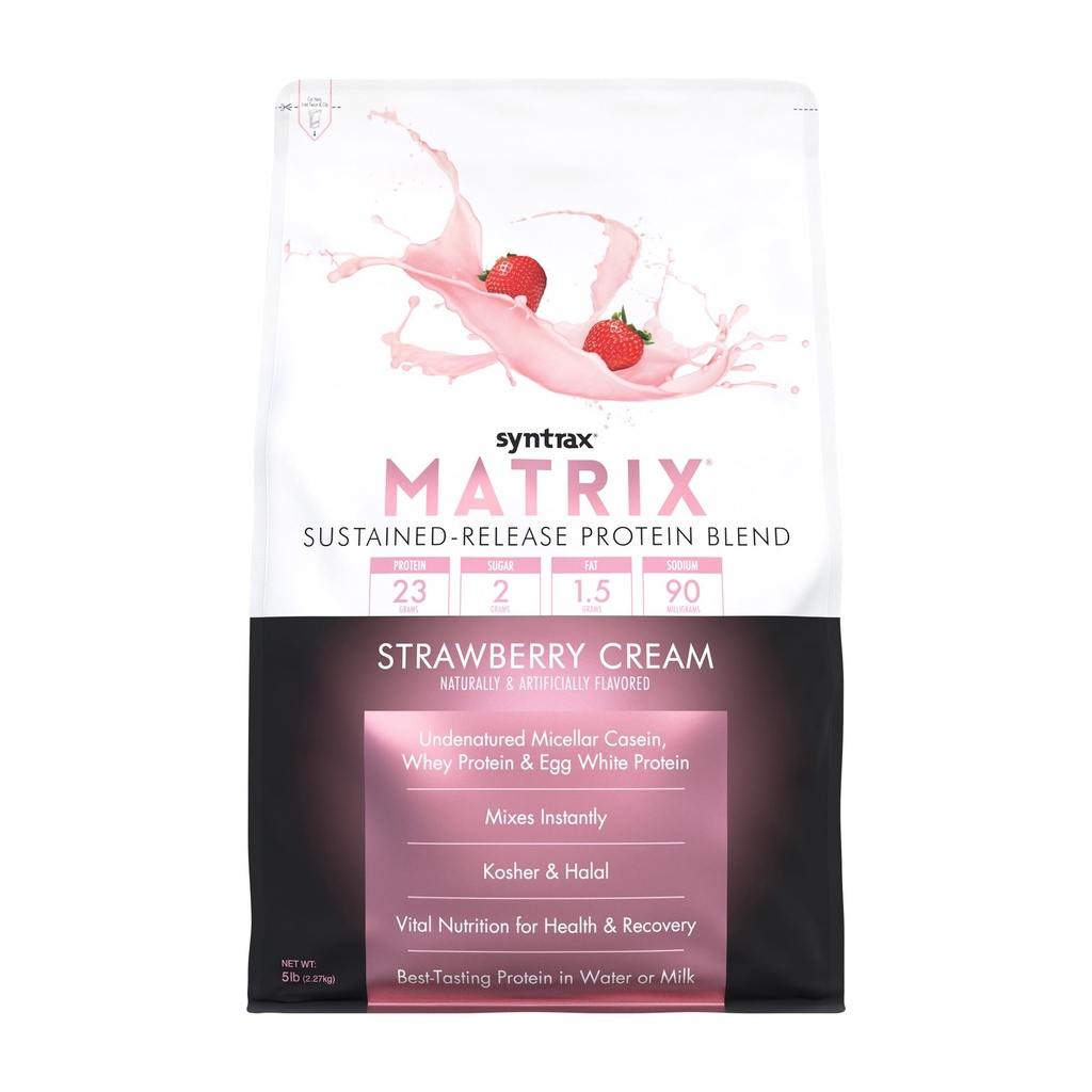 Syntrax Beslenme Matrix - Sustained-Release proteini, Strawberry Cream 5 lbs.