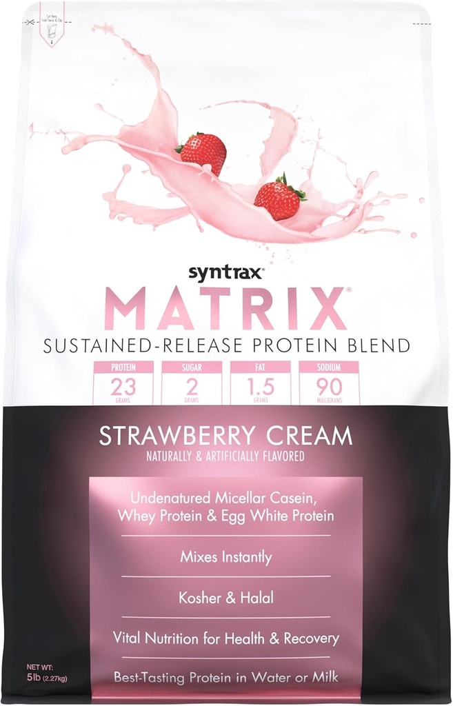 Syntrax Nutrition Matrix - Sustained-Release Protein Blend, Strawberry Cream 5 lbs.