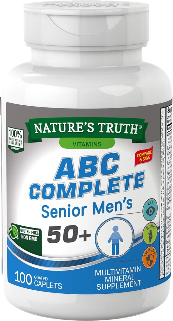 Nature's Truth Men's 50+ Multivitamin | with Vitamins A, C, E, B6 & B12 | 100 Count | Non-GMO & Gluten Free