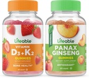 Lifeable Vitamin D3 + Vitamin K2 + Panax Ginseng, Gummies Sche - Great Tasting, Vitamin Supplement, Gluten Free, GMO Free, Chewable Gummy