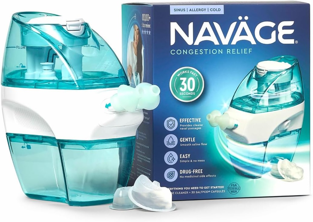 Navage Start Sche - Nasal Irrigation System - Saline Nasal Rinse Kit ile 1 Navage Nose Temiz ve 30 Salt Pods