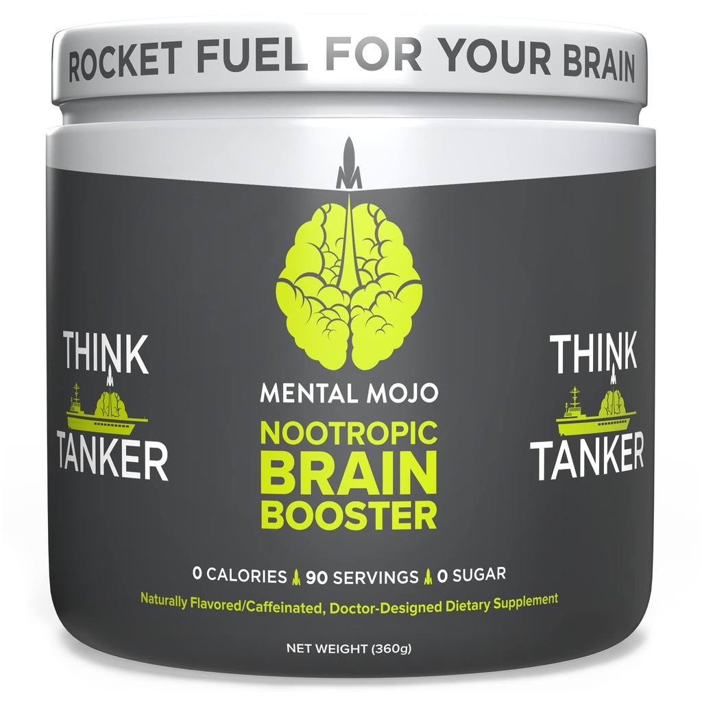 Nootropic Brain Booster (90 Services) Nootropic Drink Mix & Brain Supplement - Brain Fuel Boosts Energy, Focus & Memory - Μηδέν θερμίδες, Χωρίς ζάχαρη - Φράουλα Kiwi
