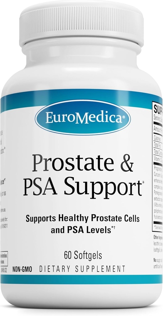 EuroMedica Prostate and PAS Support - Diyetary Supplement for Health Prostate & Hormon Balance Support - Herbal Supplement with Curcumin, Turmeric Essential Oil & Grape Tohum Ekstraksiyonu - 60 Softgels