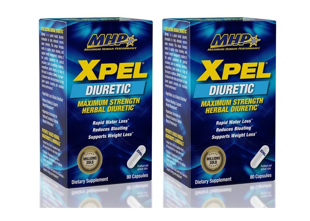 MHP Xpel maximum Strength Diuretic Capsules, 80 Kont (Pack of 2) (Packating May Vary)