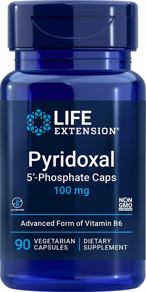 Life Extension Pyridoxal 5-Phosphate Caps 100 mg P5P, 90 Veg Capsules - Gelişmiş Vitamin B6 Supplement
