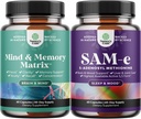 Δέσμη Advanced Brain Supplement for Memory & Focus - Βιταμίνες για ενήλικες όλων των ηλικιών και Sam-E 200mg Συμπλήρωμα Υποστήριξης Mood - S-Adenosyl Μεθειονίνη για φυσική χαλάρωση Mood Boost Brain Support