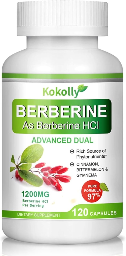 Berberine Supplement 1200 mg|120 Capsules / Berberine HCL,Cinnamon, Bittermelon, Gymnema