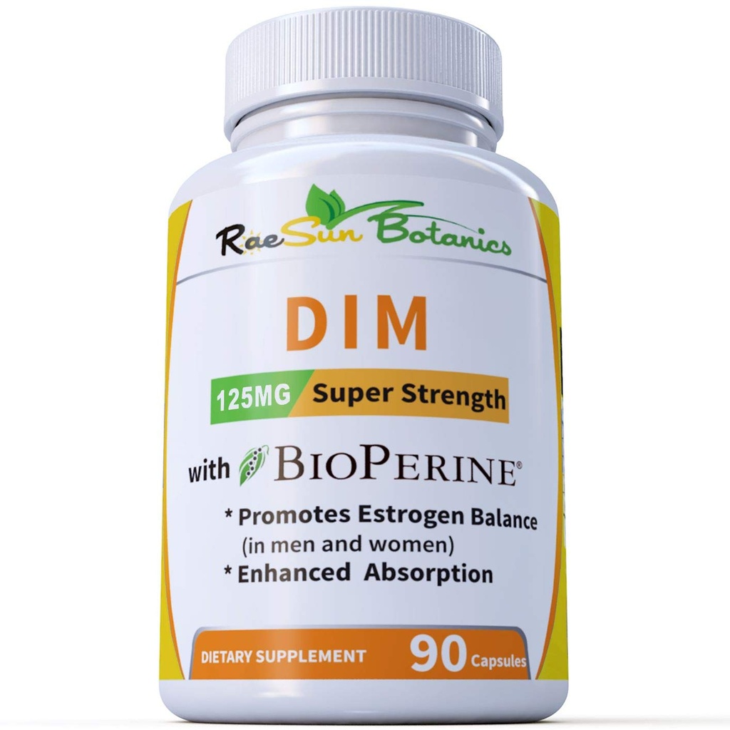 DIM Supplement 125 mg - DIM Diindolylmethane Plus BioPerine 90-Day Supply of DIM for Estrogen Balance, Hormonlar Menopause Balance, Acne Support, Hair Skin and Nails